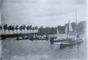 1905, wherry zeilwedstrijd, gereed maken voor de start