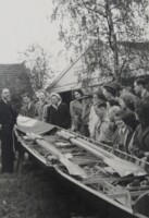 1948. Doop van een oefengiek bij tijdelijk clubgebouw op de Omval